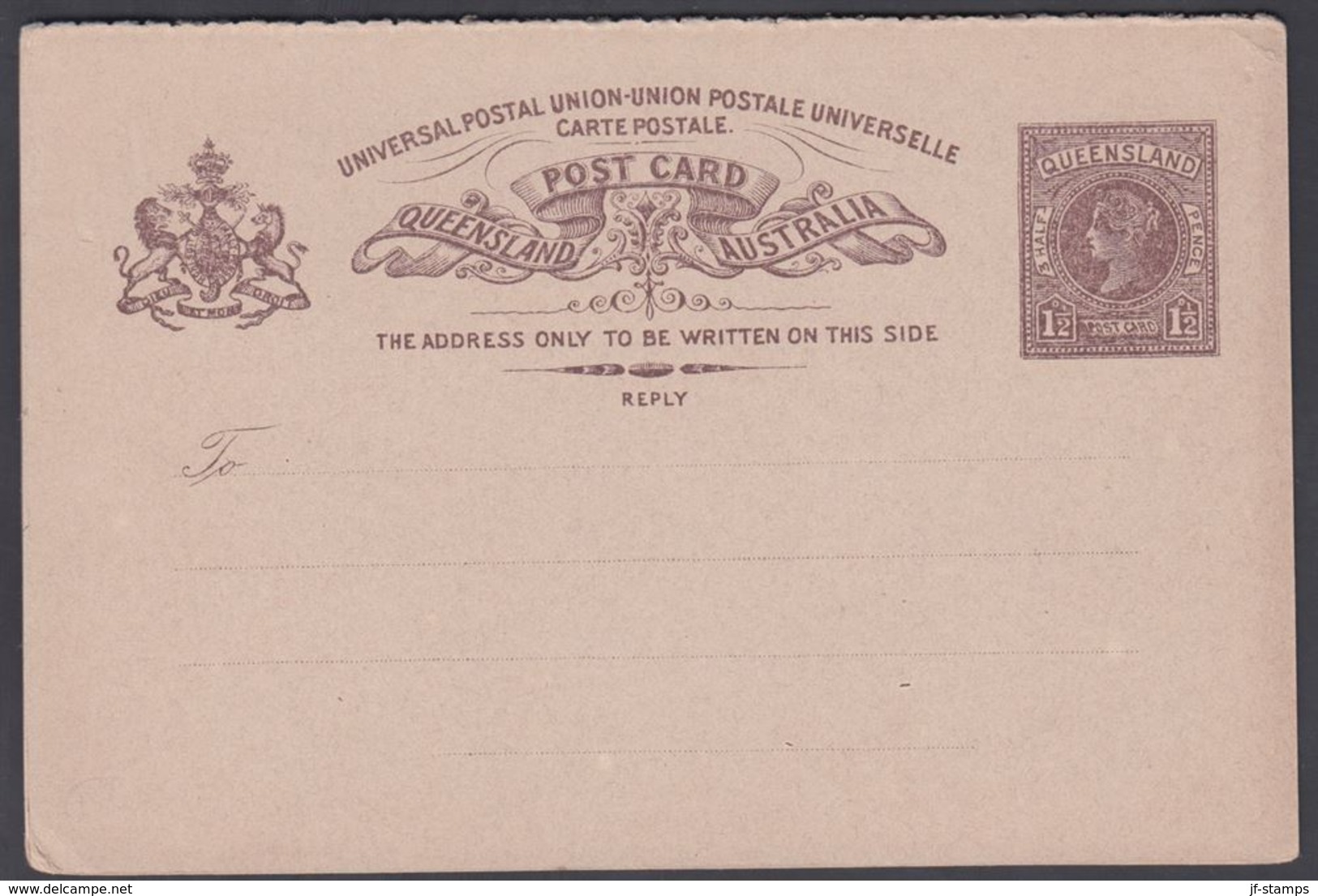 1880. QUEENSLAND AUSTRALIA  1½ PENNY + 1½ PENNY POST CARD VICTORIA. UNIVERSAL POSTAL ... () - JF321609 - Briefe U. Dokumente