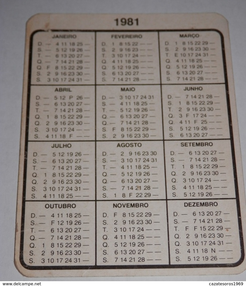 PETIT  CALENDRIER DE LE BANQUE  ESPIRITO SANTO E COMERCIAL DE LISBOA  - 1981 - Petit Format : 1981-90