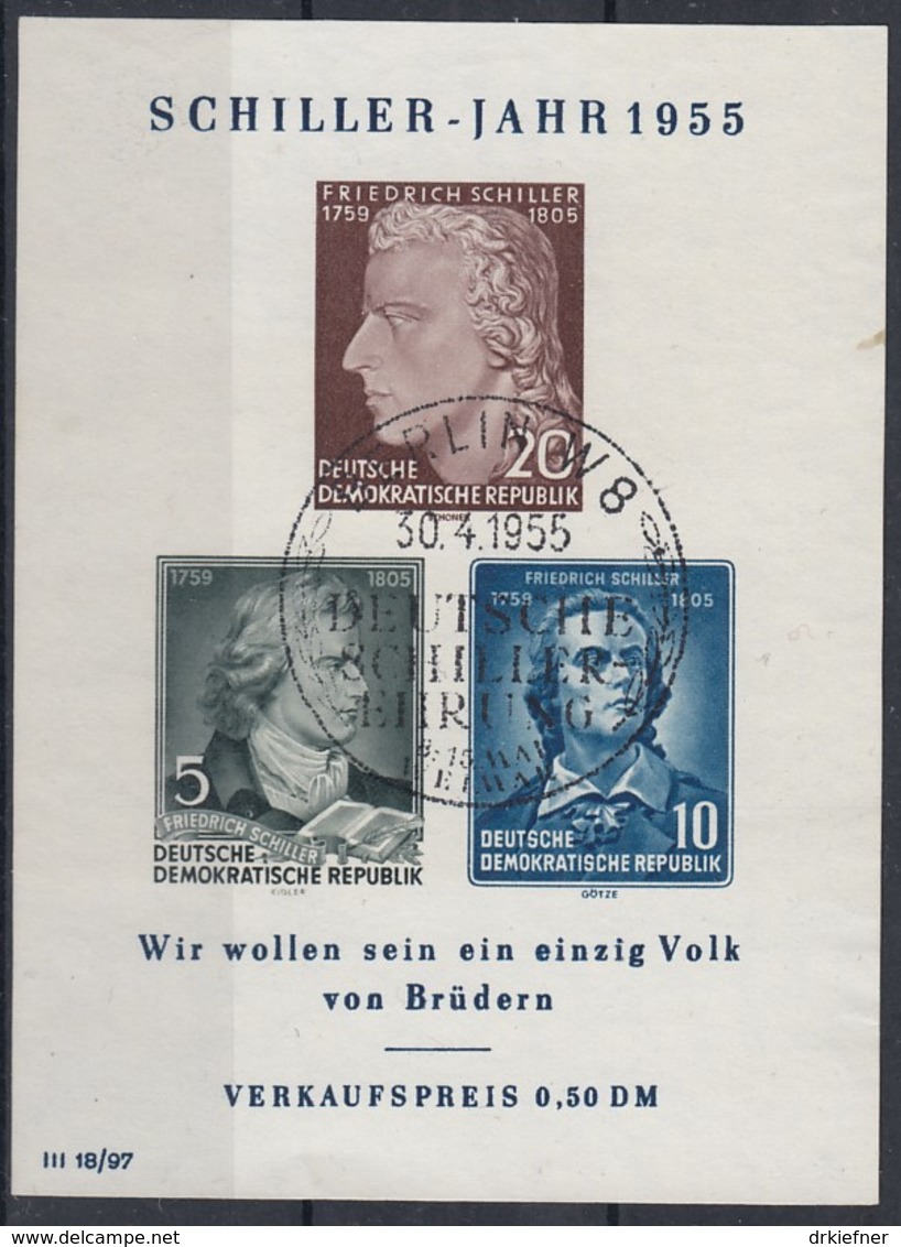 DDR  Block 12, Gestempelt, Friedrich Schiller 1955 - Sonstige & Ohne Zuordnung