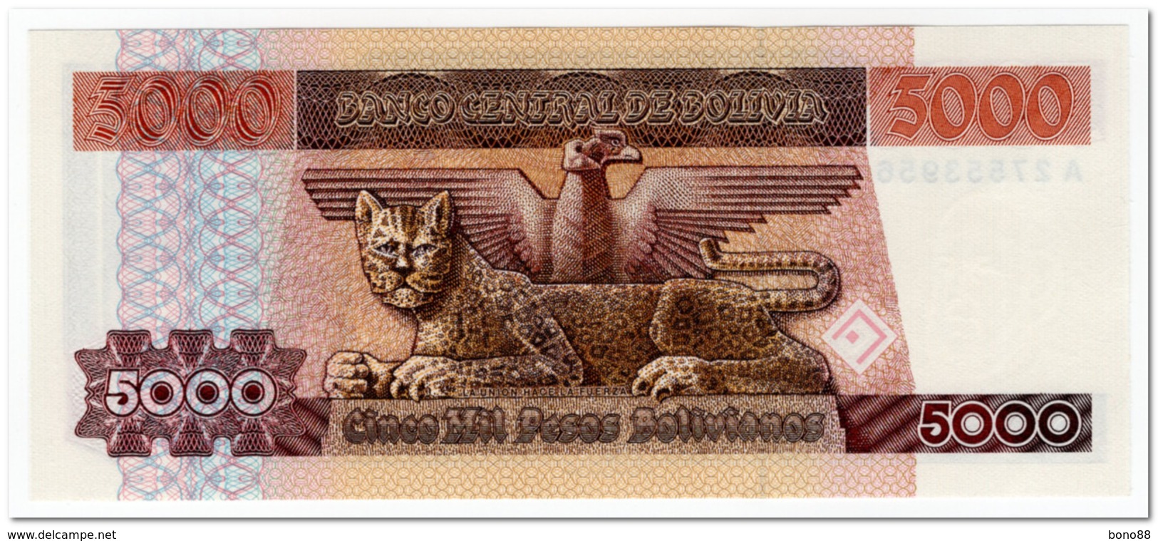 BOLIVIA,5 000 PESOS,1984,P.168,UNC - Bolivie