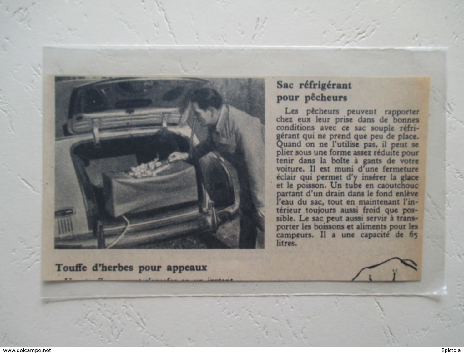 Sac Glacière Souple Pour Automobile  -  Coupure  De Presse De 1956 - Wohnwagen