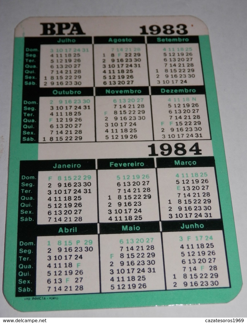 PETIT  CALENDRIER DE LE BANQUE PORTUGUES DO ATLANTICO  - 1983 - Petit Format : 1981-90