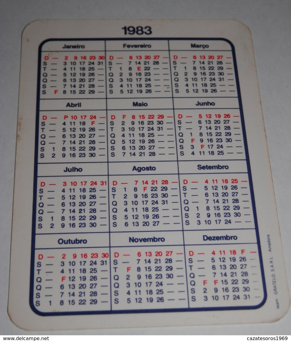 PETIT  CALENDRIER DE LE BANQUE ESPIRITO SANTO E COMERCIAL DE LISBOA  - 1983 - Petit Format : 1981-90