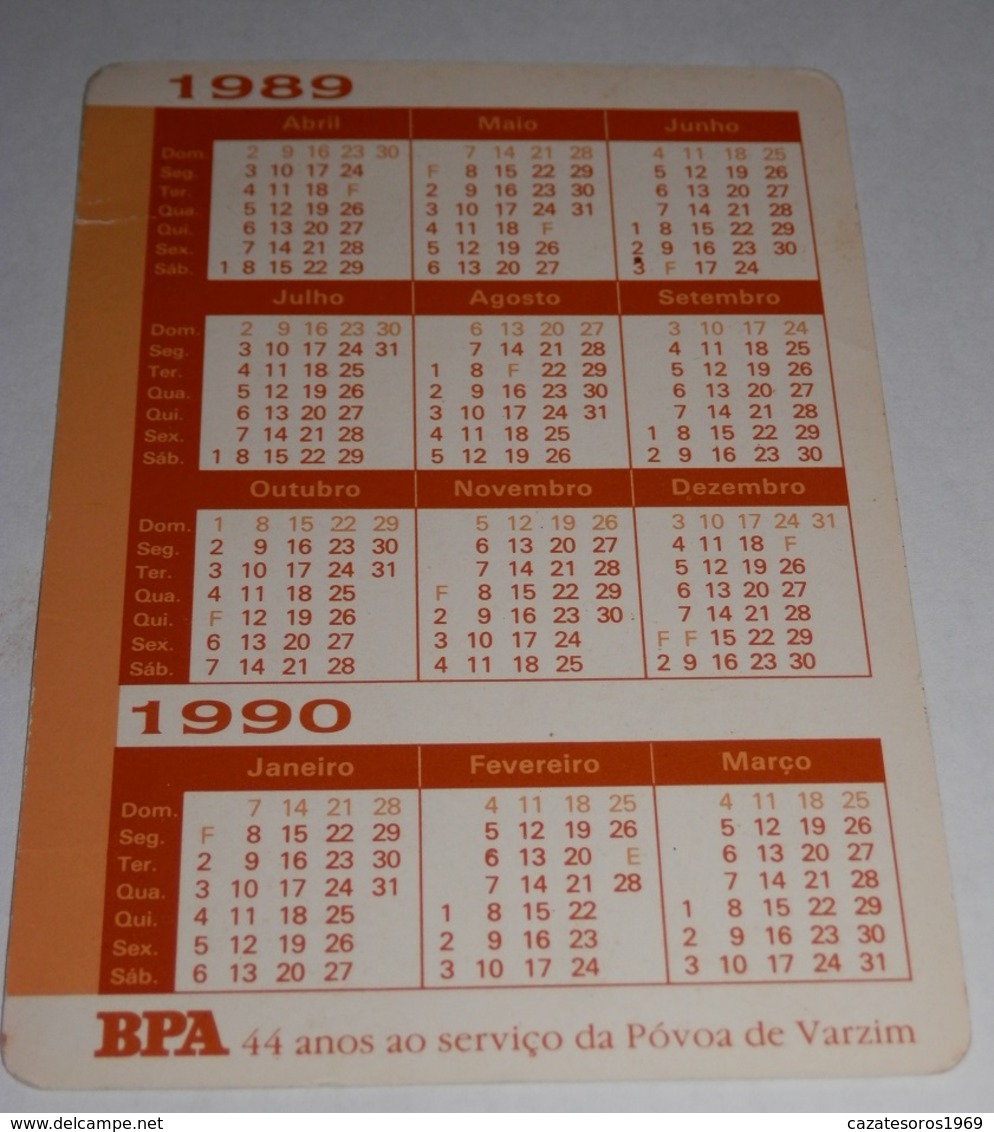 PETIT  CALENDRIER DE LE BANQUE PORTUGUES DO ATLANTICO- 1989 - Petit Format : 1981-90