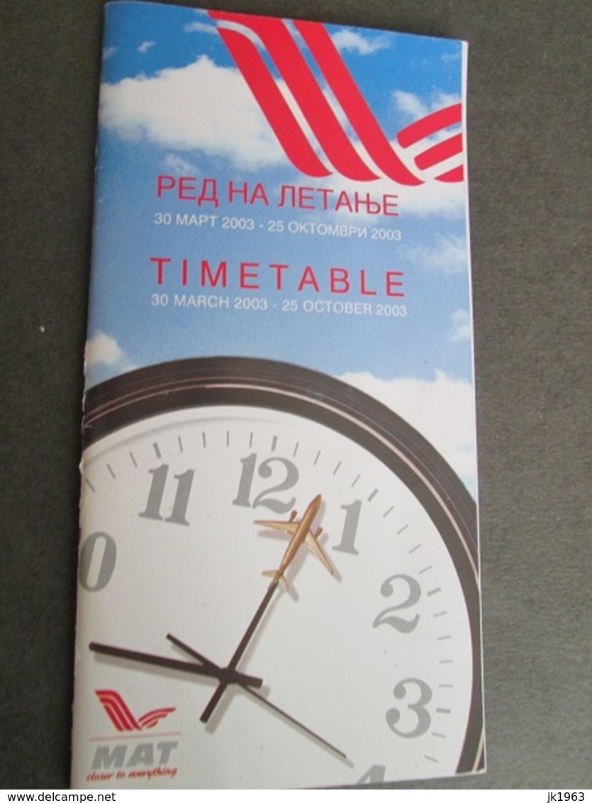 MAT, MACEDONIAN AIRLINES, TIMETABLE - Timetables