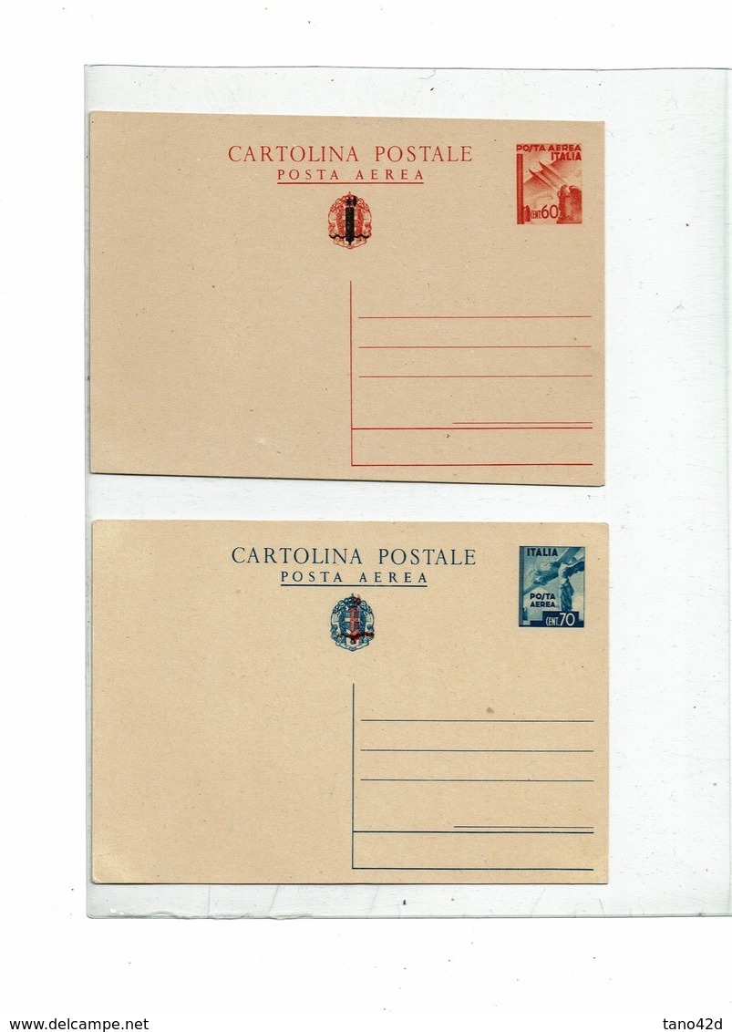 CTN62/DIV - ITALIE RSI  LES 2 CP DE POSTE AERIENNE SURCHARGEE (LE 70L. COULEUR ROUGE) COTE EUR 1050 TTB - Stamped Stationery