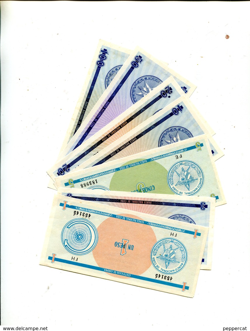 CUBA N/D SET TOURIST MONEY 1/3/5/10/20/50/100 PESOS UNC 7.95 - Cuba