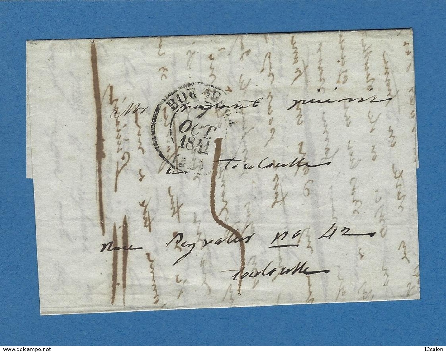 BOUCHES DU RHONE BORDEAUX  ACHEMINEUR 1841 écrit à ST THOMAS - Maritieme Post