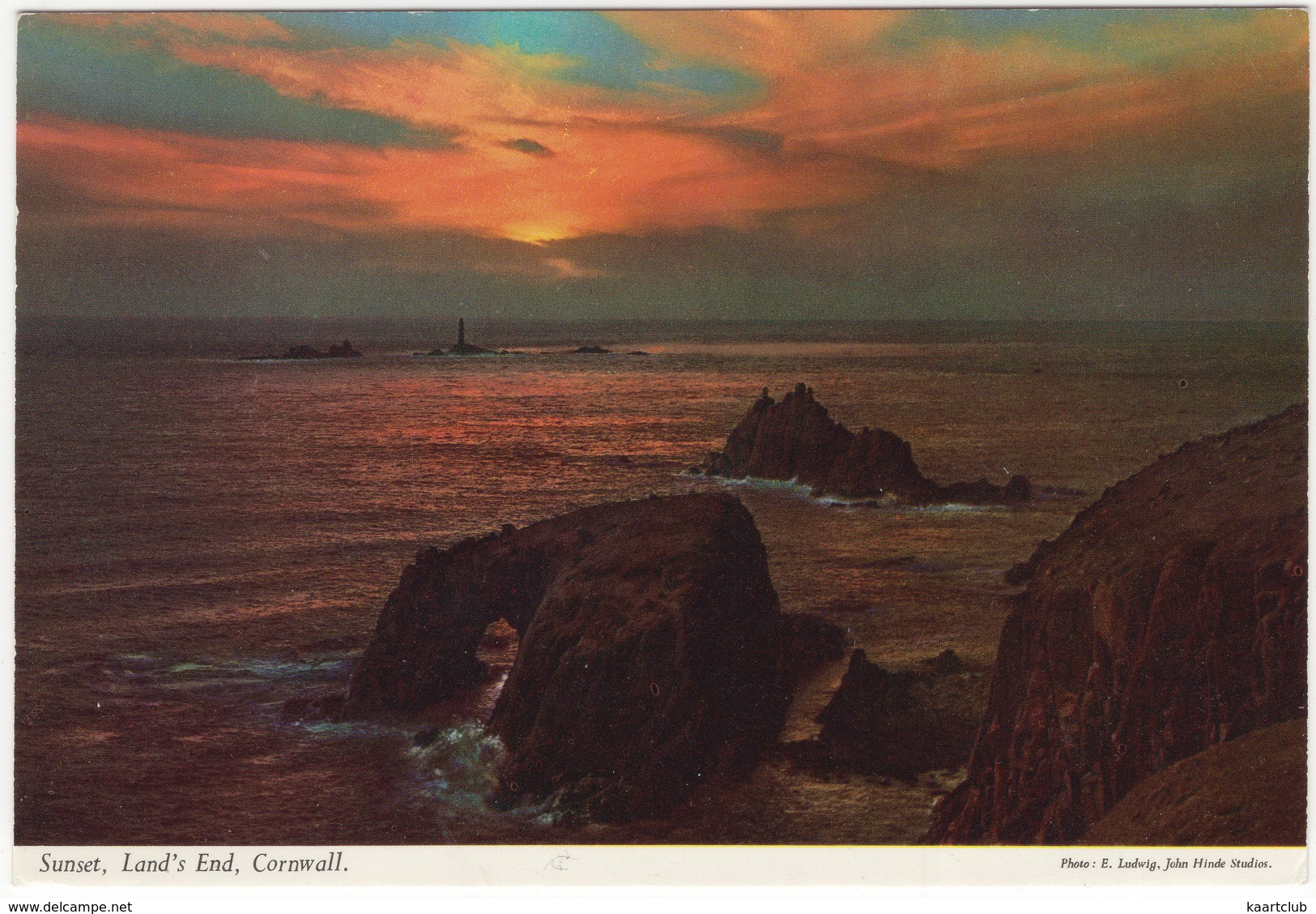 Sunset, Land's End, Cornwall. - (John Hinde Postcard) - Land's End