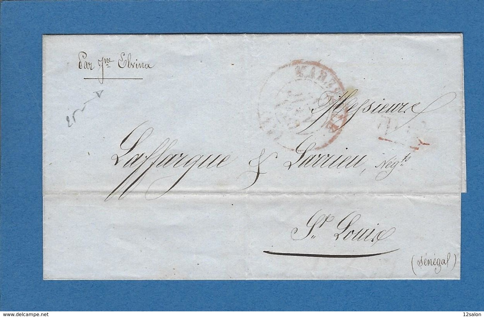 BOUCHES DU RHONE MARSEILLE  1849 Pour ST LOUIS Du SENEGAL - Maritieme Post