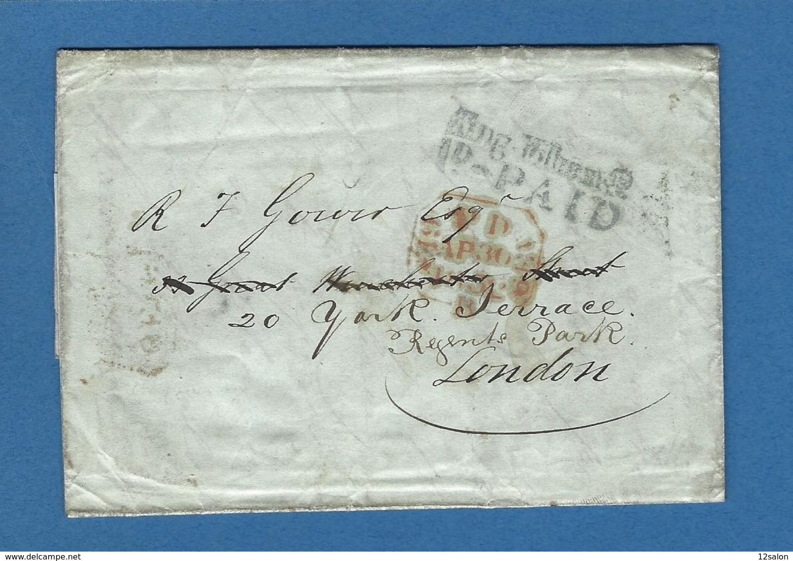 BOUCHES DU RHONE MARSEILLE  ACHEMINEUR 1852 Pour LONDRES - Maritime Post