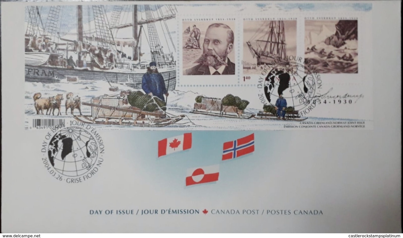 G)2004 CANADA, THE FRAM, SHIP OF OTTO SVERDRUP ARTIC EXPLORER, JOIN ISSUE CANADA-NORWAY, UNUSED - 2001-2010