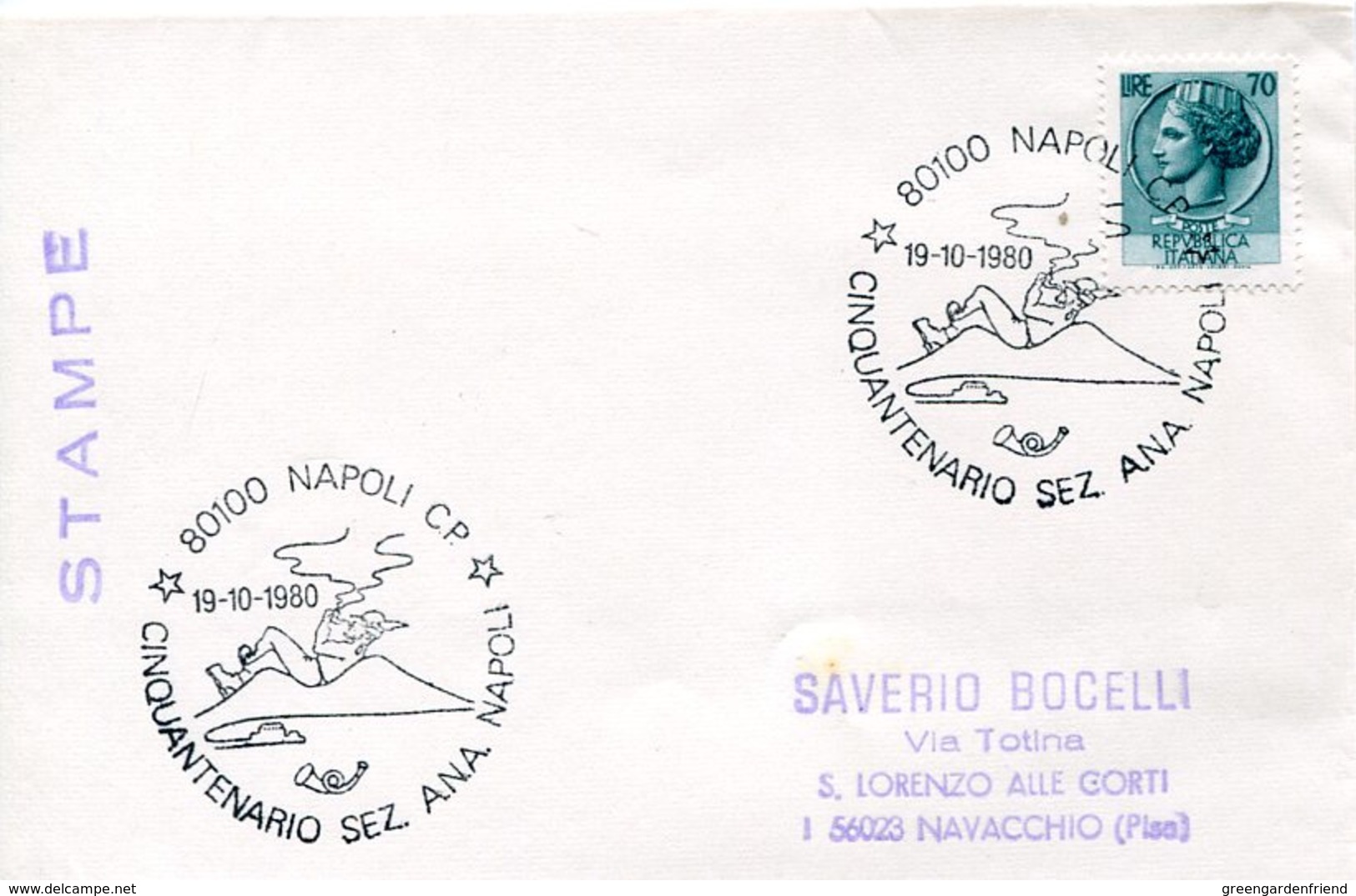 52751 Italia, Special Postmark 1980 Napoli Cinquantenario Sez. A.N.A. Napoli,  Associaz. Alpini - Non Classés