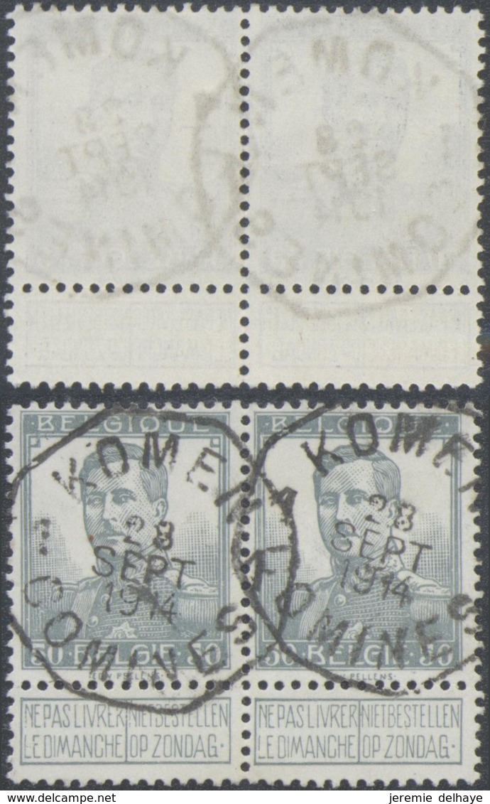Pellens - N°115 En Paire Obl Télégraphique Bilingue "Komen / Comines" (1914) / Guerre 14-18 - 1912 Pellens