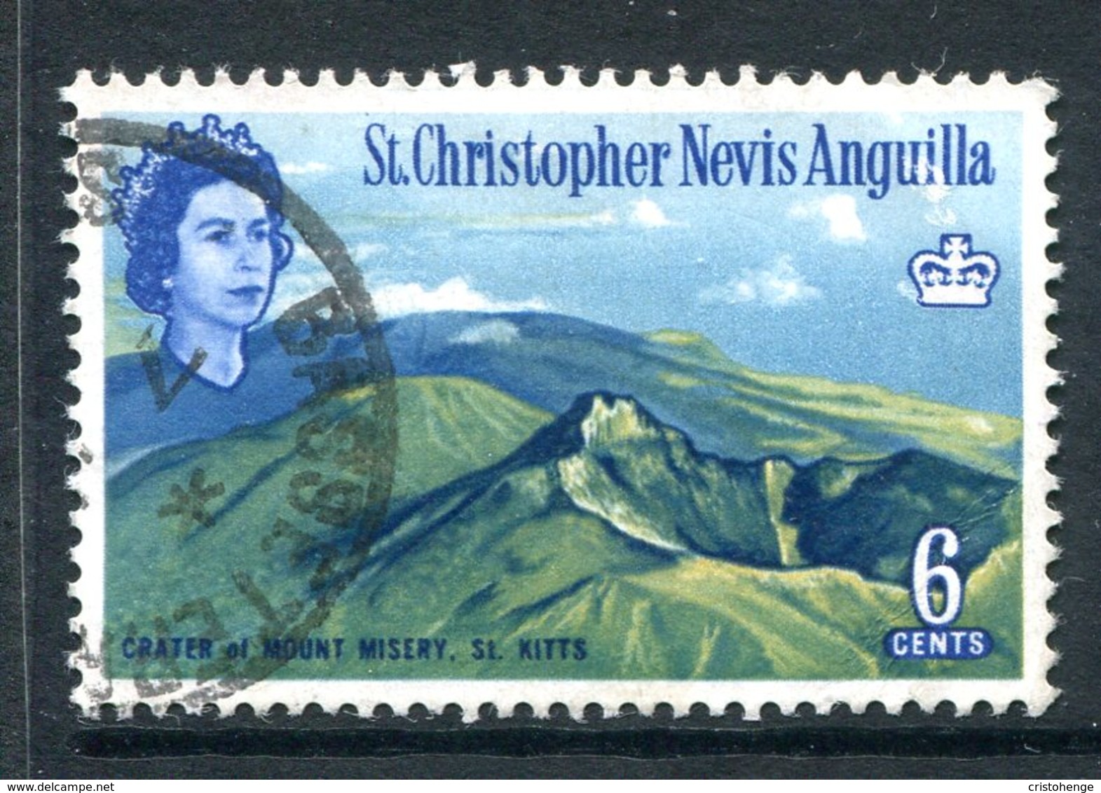 St Kitts, Nevis & Anguilla 1963-69 QEII Pictorials - 6c Crater Used (SG 135) - St.Christopher-Nevis-Anguilla (...-1980)