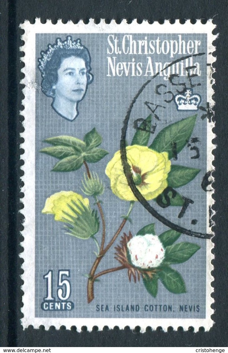 St Kitts, Nevis & Anguilla 1963-69 QEII Pictorials - 15c Sea Island Cotton Used (SG 137) - St.Christopher-Nevis & Anguilla (...-1980)