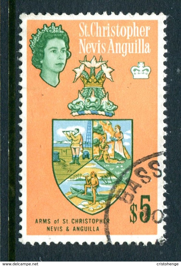 St Kitts, Nevis & Anguilla 1963-69 QEII Pictorials - $5 Coat Of Arms Used (SG 144) - San Cristóbal Y Nieves - Anguilla (...-1980)