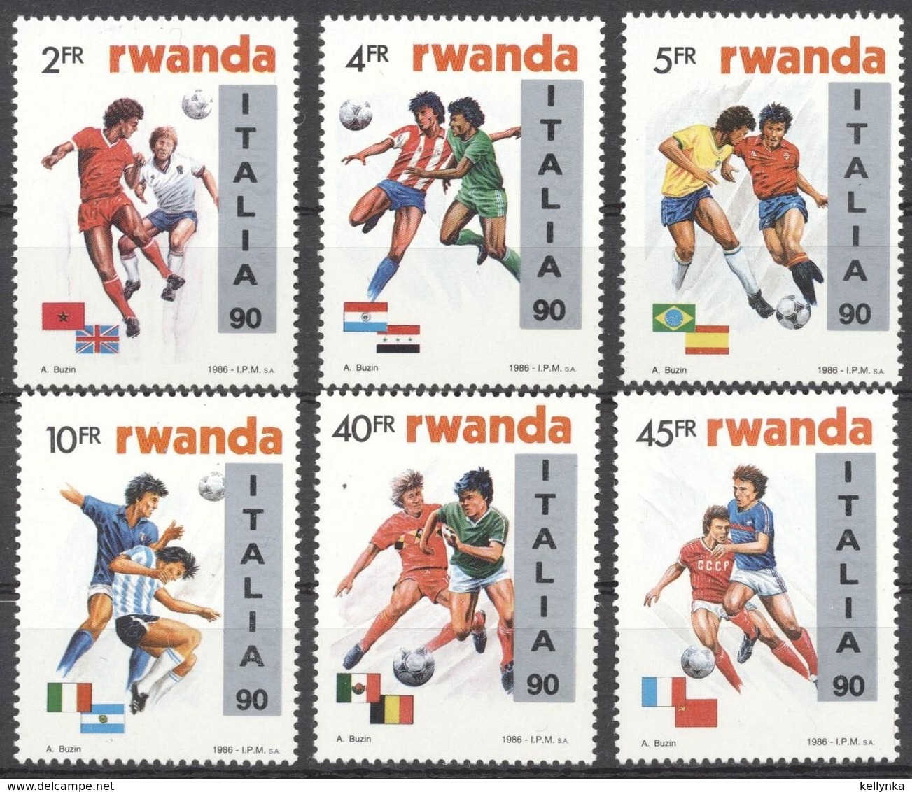 Rwanda - 1371/1376 - Coupe Du Monde Italia 90 - Buzin - 1990 - MNH - Neufs