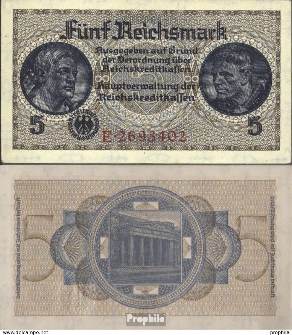 Dt. Besetzung Im 2. Weltkrieg Rosenbg: 553a, 7stellige Kontrollnummer, Mit Prägestempel Bankfrisch 1940 5 Reichsmark - Segunda Guerra Mundial