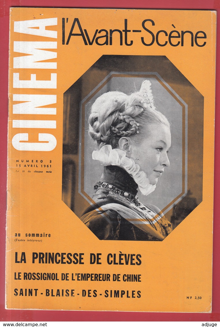 Revue L'Avant-Scène CINÉMA N°3-15 Avril 1961* La Princesse De Clèves , Jean MARAIS, Marina VLADY, *SUP - 4 SCANS - Autores Franceses