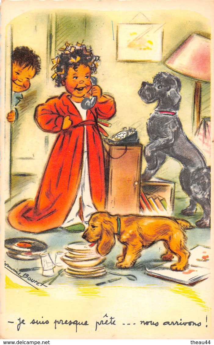 ¤¤  -  ILLUSTRATEUR  " Germaine BOURET "  -  Enfants Avec Deux Chiens   -  ¤¤ - Bouret, Germaine