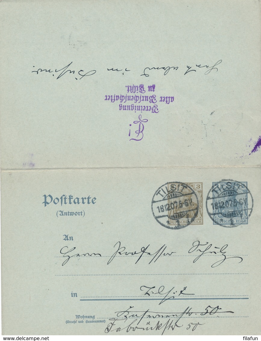 Deutsches Reich - 1879 - 2&3 + 2&3Pf Postkarte P72 - Dubbel Gebruikt Tilsit / Both Cardsides Used - Sonstige & Ohne Zuordnung