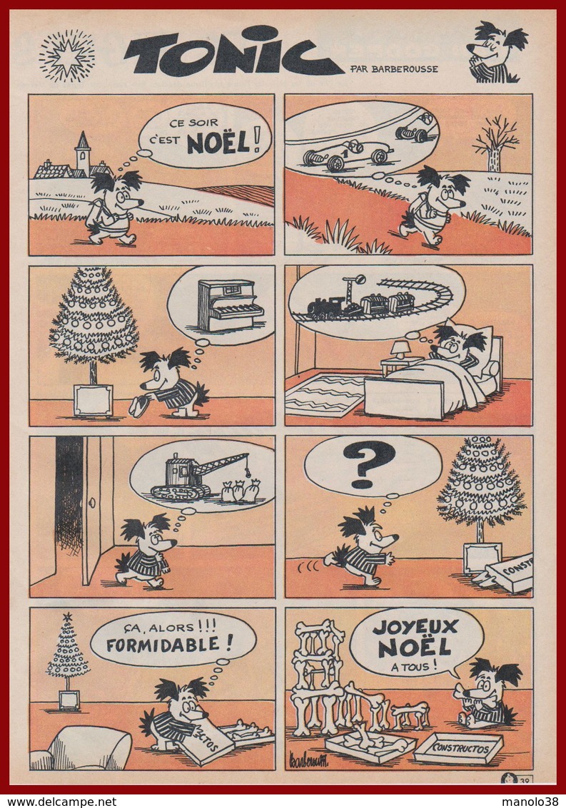 Le Noêl De Tonic. Bande Dessinée En Une Planche De Barberousse, Pseudonyme De Philippe Josse. 1965. - Collections