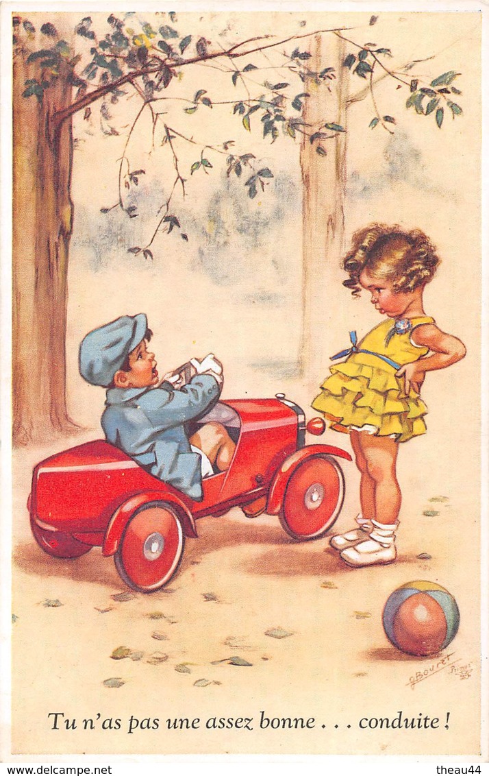 ¤¤  -  ILLUSTRATEUR  " Germaine BOURET "  -  Enfants Avec Une Voiture à Pédales  -  ¤¤ - Bouret, Germaine