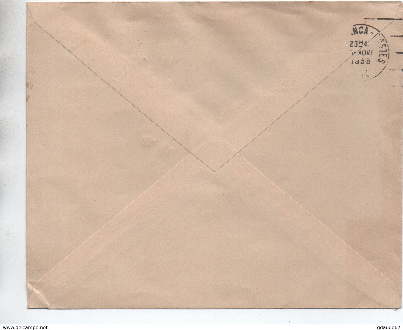 1938 - ENVELOPPE PAR AVION Avec CACHET "1er SERVICE POSTAL AERIEN DIRECT TUNIS CASABLANCA DANS LA JOURNEE" - Covers & Documents