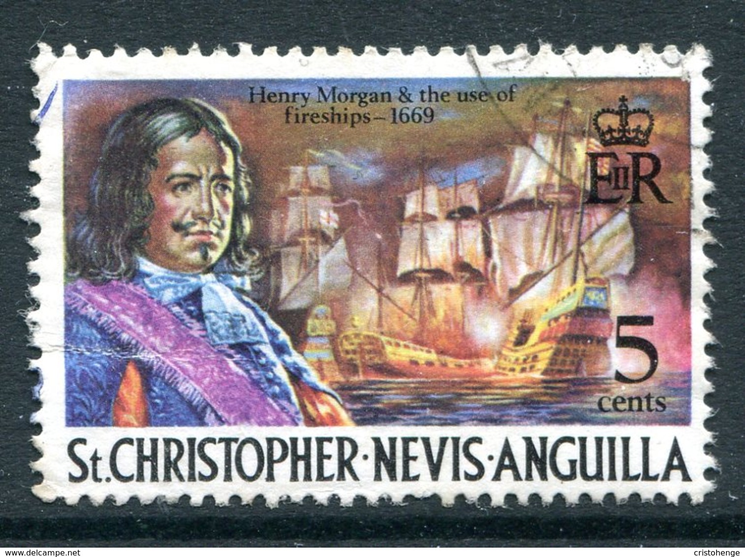 St Kitts, Nevis & Anguilla 1970-74 Pirates - 5c Henry Morgan & Fireships Used (SG 211) - St.Christopher, Nevis En Anguilla (...-1980)