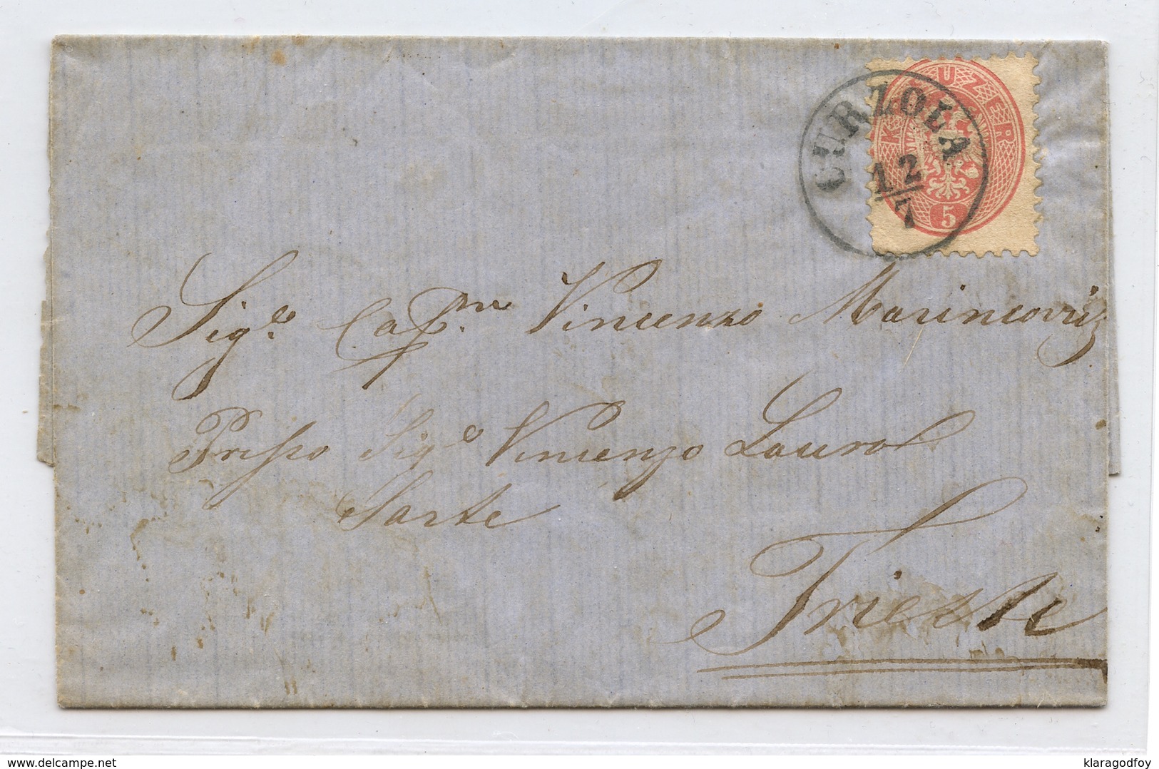 Austria Letter Posted 1867 M. Vecarich Curzola (Korčula) To Trieste B200401 - Kroatië