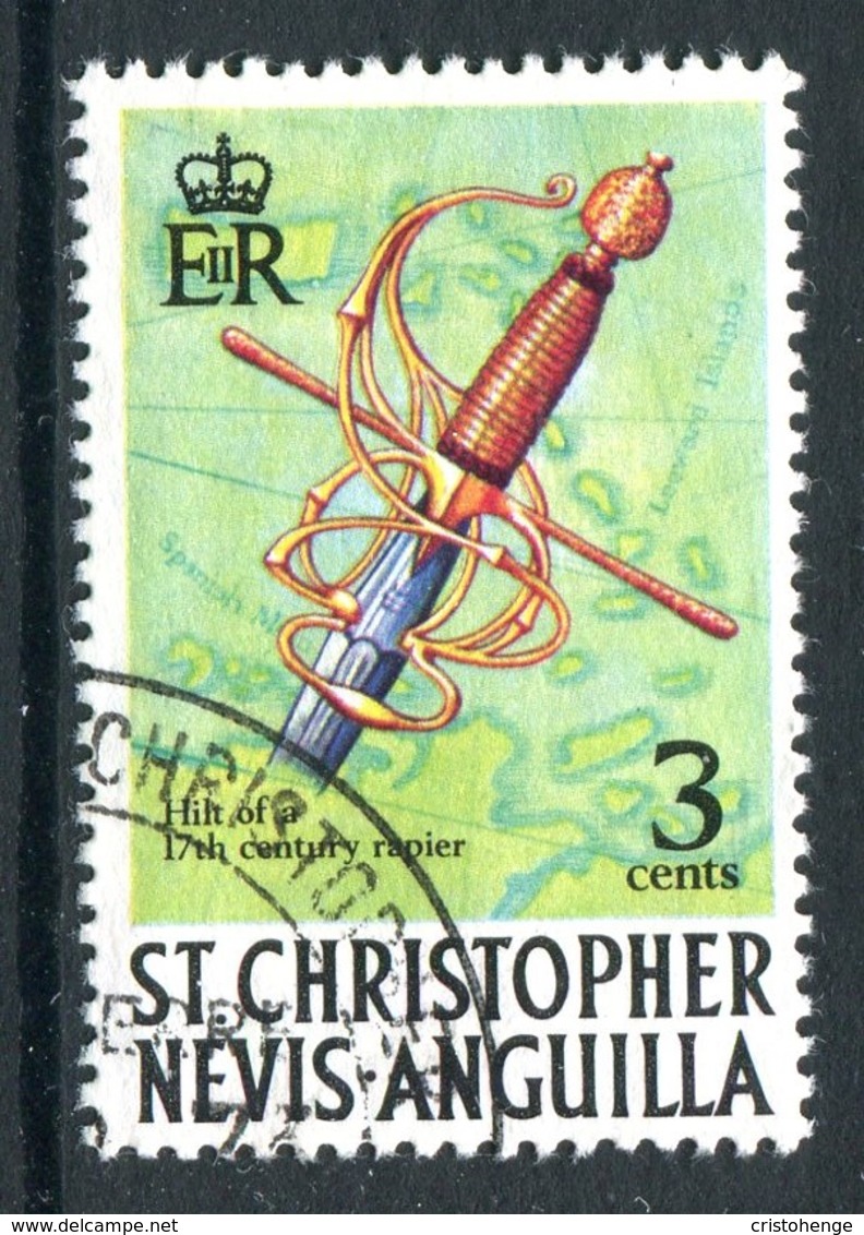 St Kitts, Nevis & Anguilla 1973-74 Pirates - New Wmk. - 3c Rapier Sword Used (SG 271) - St.Christopher-Nevis & Anguilla (...-1980)