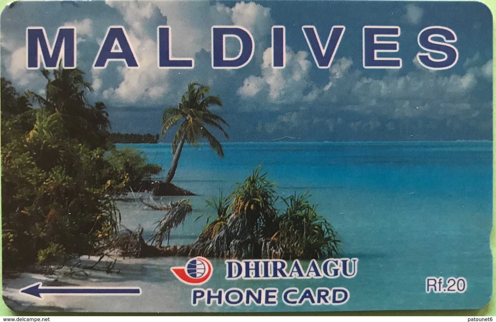 MALDIVES  -  Phonecard  -  DHIRAAGU  -  Plage, Cocotiers  -  Rf 20 - Maldiven