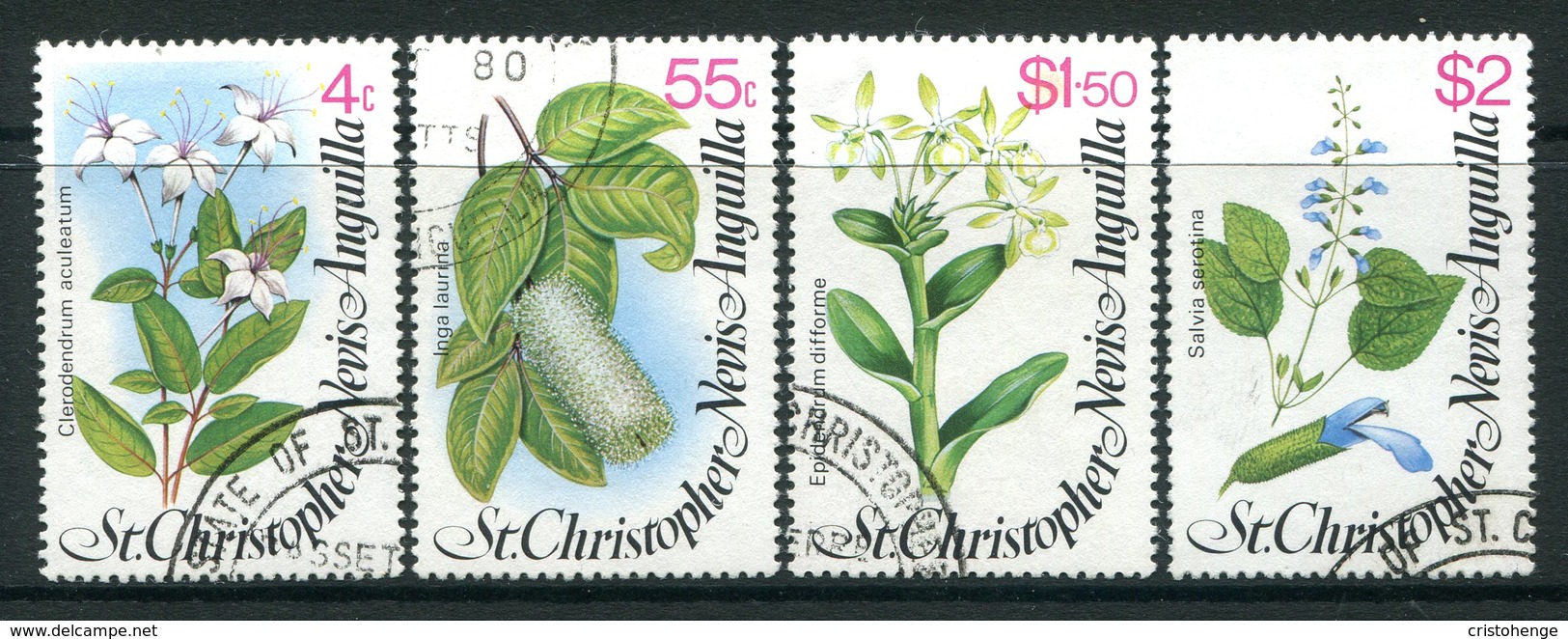 St Kitts, Nevis & Anguilla 1980 Flowers - 2nd Issue - Set Used (SG 430-433) - St.Christopher-Nevis-Anguilla (...-1980)