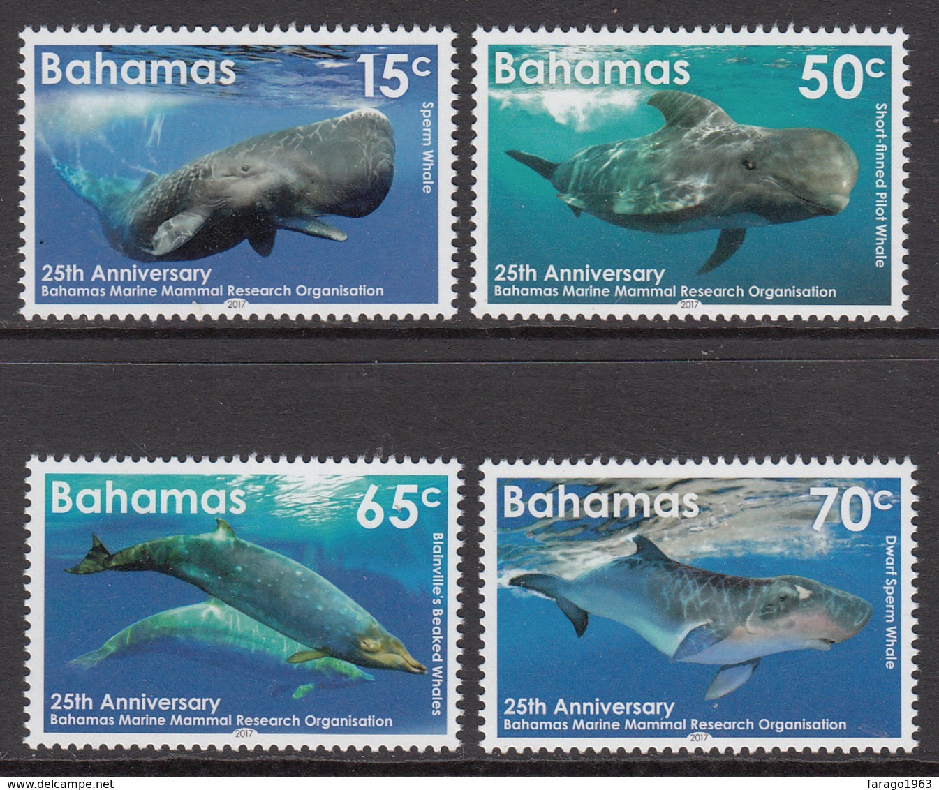 2017 Bahamas Whales Balen  Complete Set Of 4 MNH - Bahama's (1973-...)