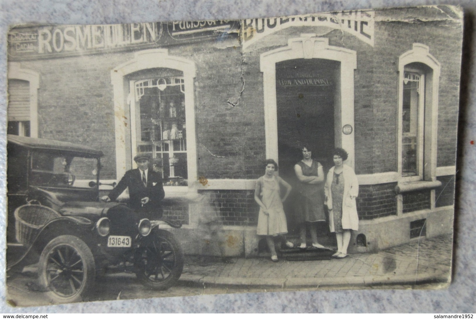 CP Animée Boucherie Et Commerce - Voiture Ancienne - Magasin Chocolat Rosmeulen Cacao - Autres & Non Classés