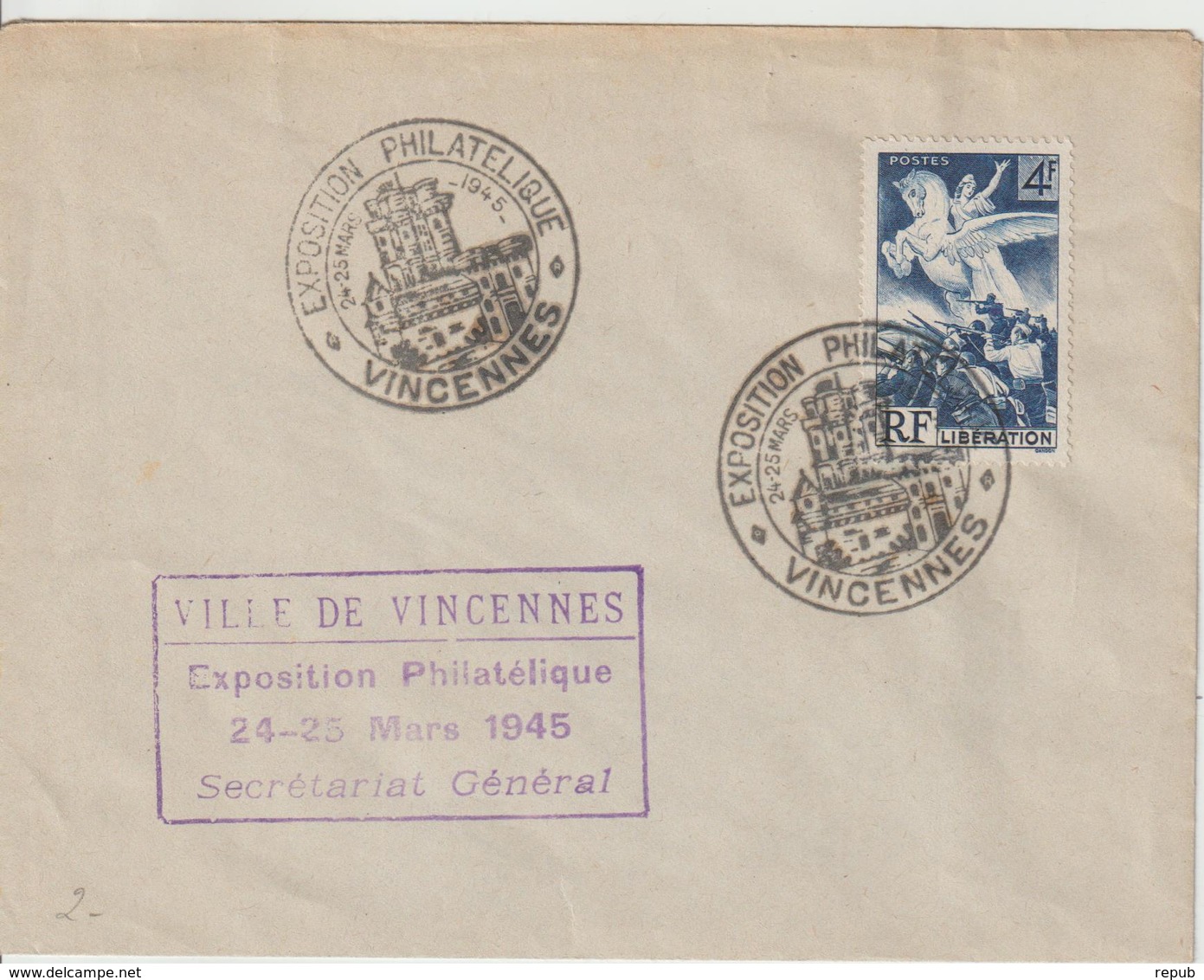 France 1945 Expo Philatélique Vincennes - Bolli Commemorativi