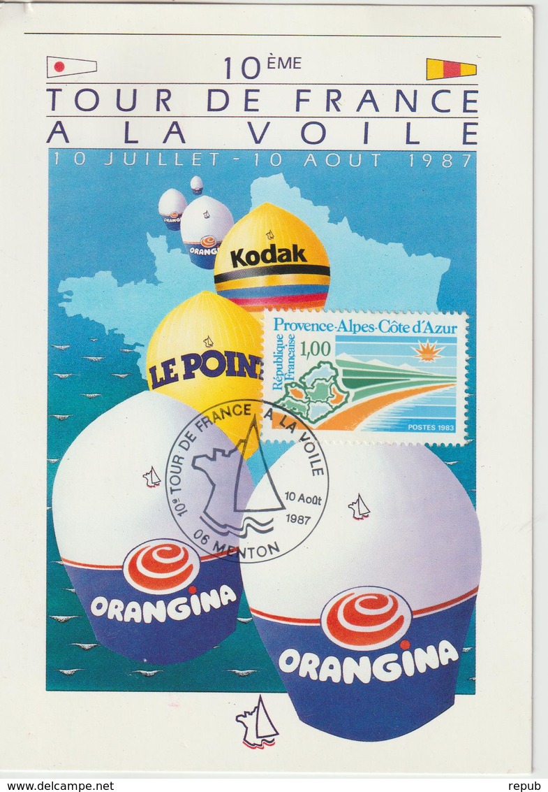 France Carte 1987 Tour De France à La Voile Menton - Commemorative Postmarks