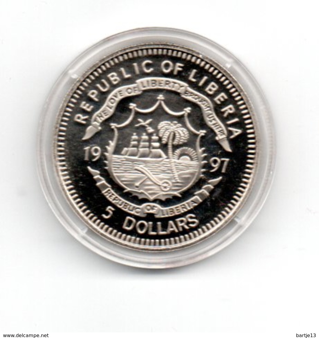 LIBERIA 5 DOLLARS 1997 CN DIANA 1961-1997 DAMAGE ONLY ON CAPSEL - Liberia
