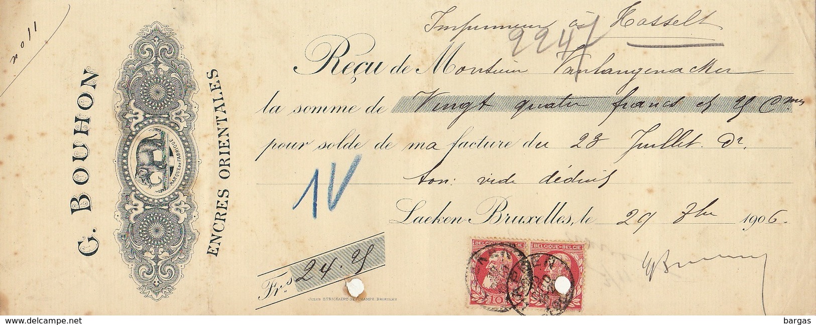 Document Imprimerie Encres Orientales Bouhon - 1900 – 1949