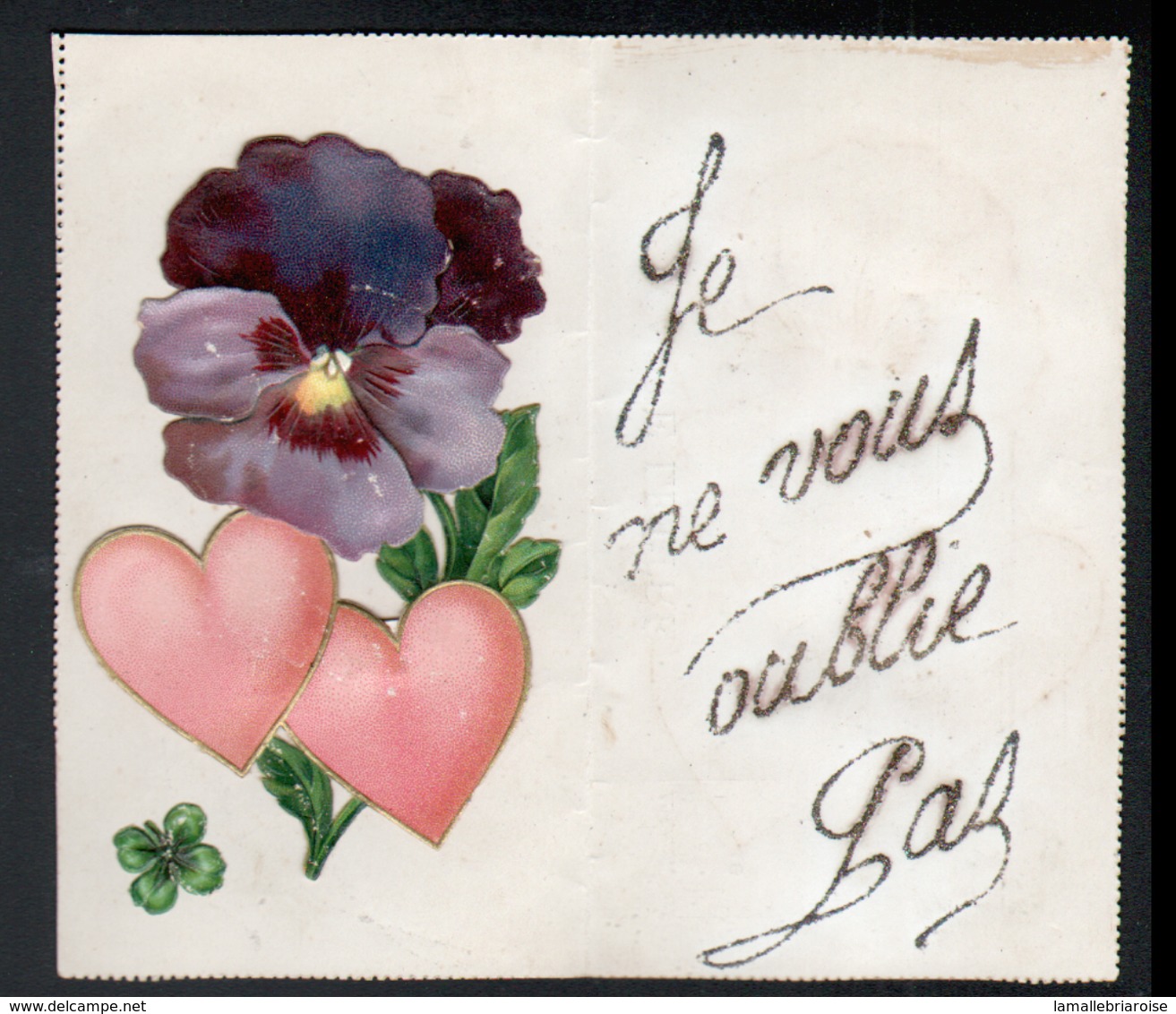 Carte-lettre Avec Decoupis, Coeur, Pensee - Communion