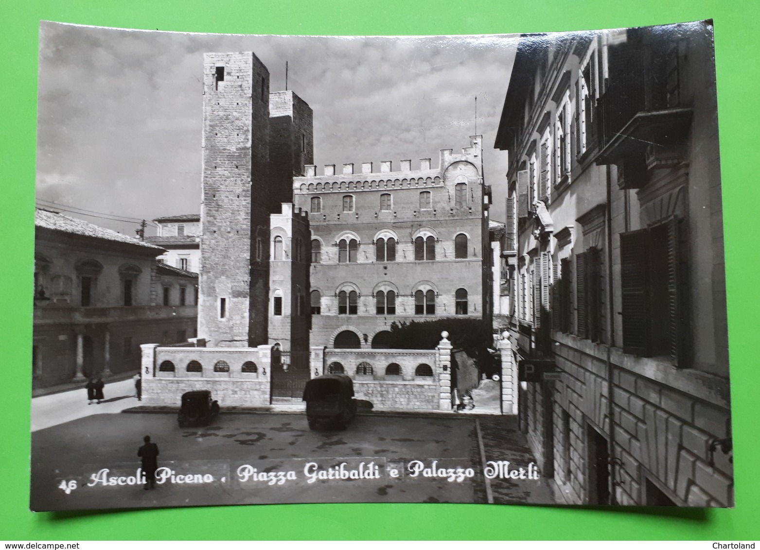 Cartolina - Ascoli Piceno - Piazza Garibaldi E Palazzo Merli - 1950 Ca. - Ascoli Piceno