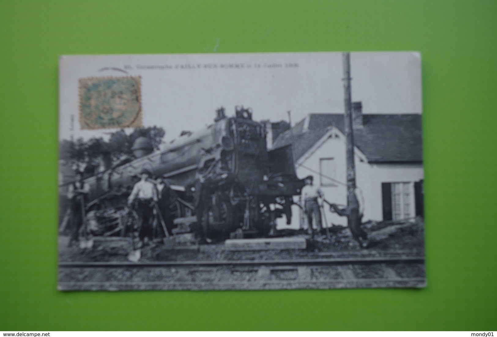 4-971 CPA Train Accident Chemin De Fer Ailly Sur Somme 1906 Flixecourt Machine à Vapeur Relitto Treno Ren Descarrilado - Accidents & Sécurité Routière