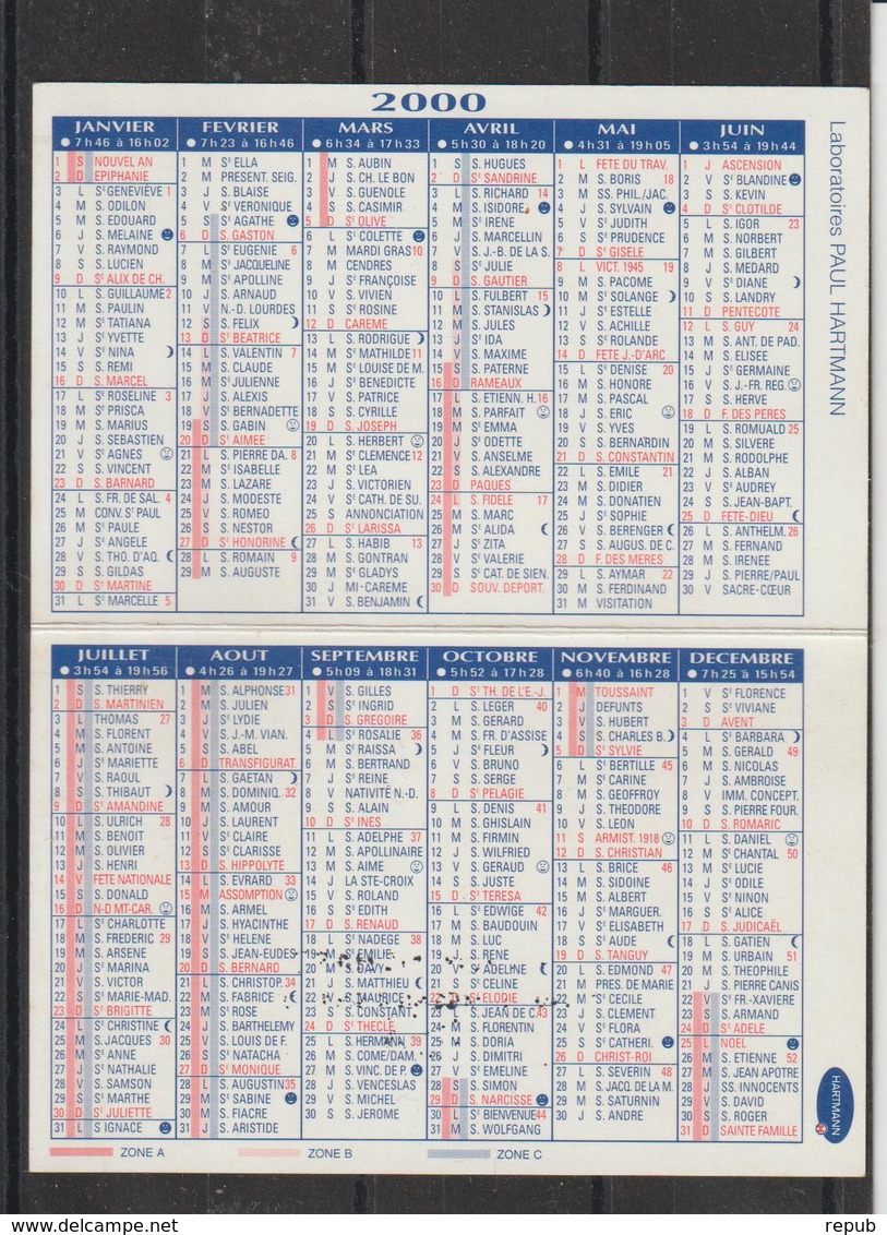 Calendrier 2000 Couverture Charles De Gaulle - Petit Format : 1991-00