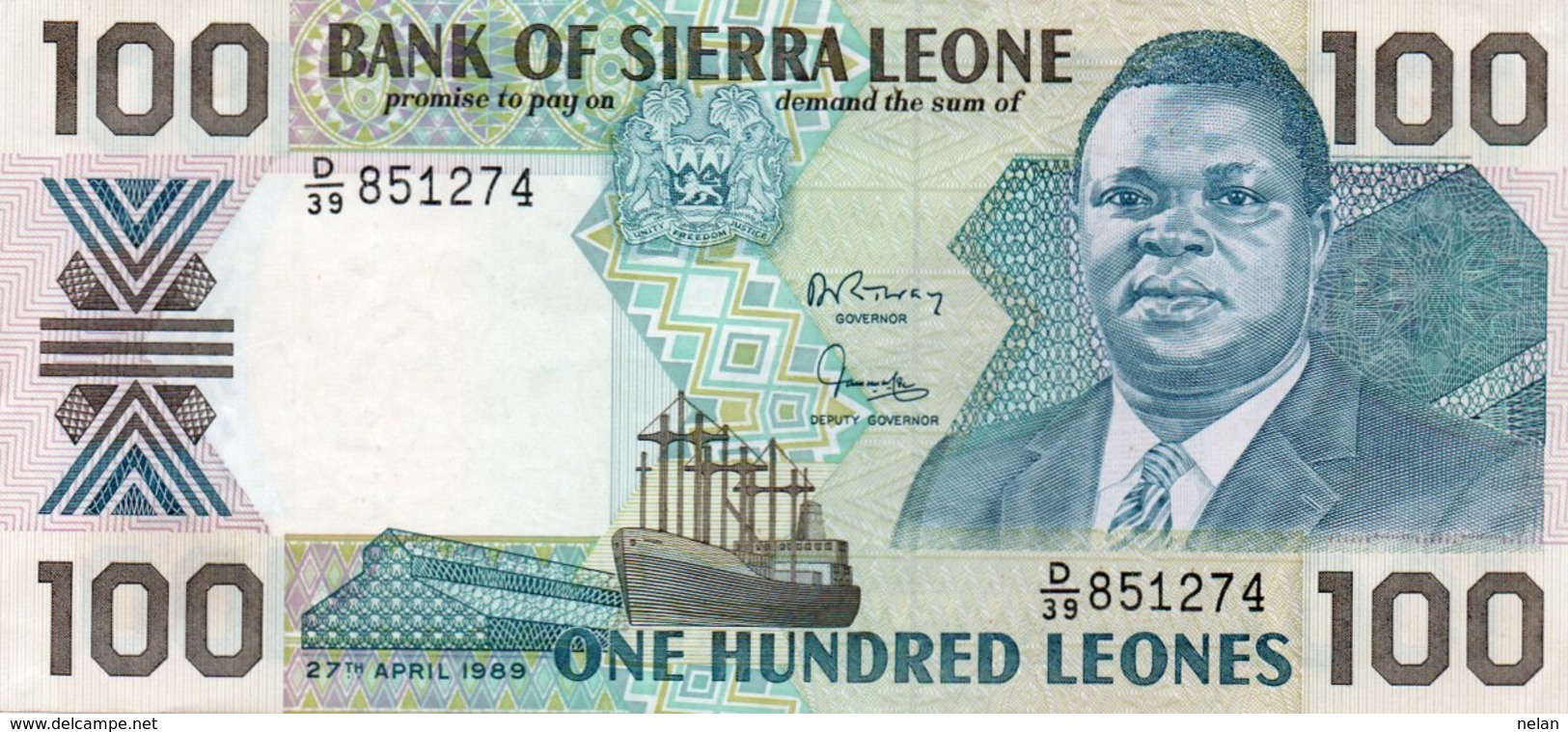 Sierra Leone - SIERRA LEONE 100 LEONES 1989 P-18a AUNC