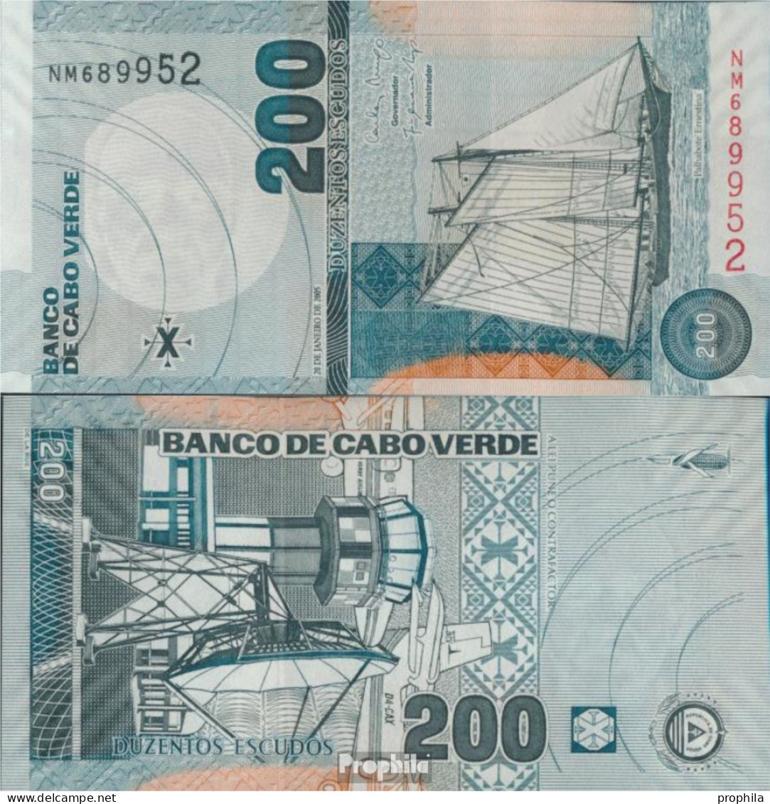 Kap Verde Pick-Nr: 68a Bankfrisch 2005 200 Escudos Segelboot - Cape Verde