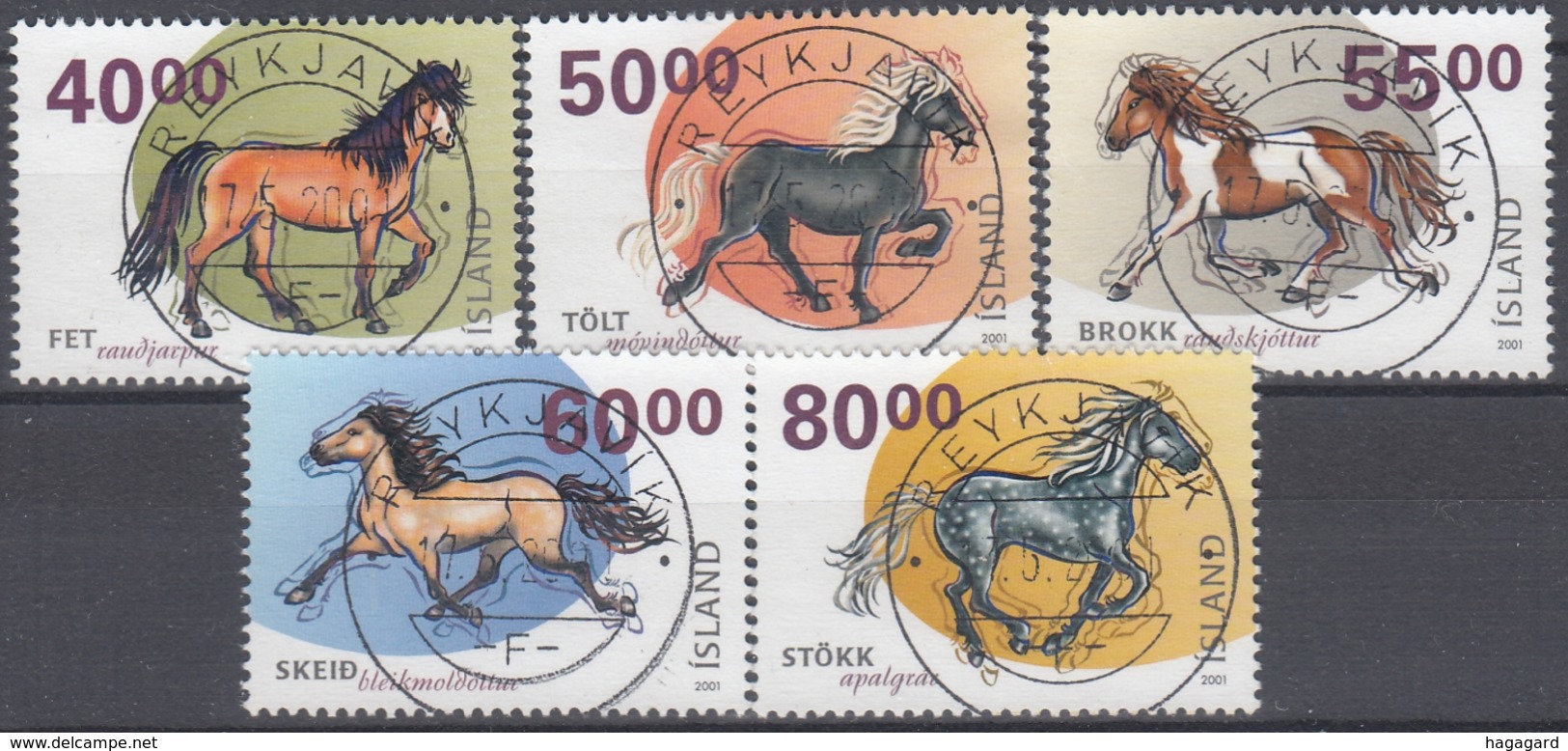 +G2346. Iceland 2001. HORSES. Michel 983-87. AFA 968-72. Cancelled - Used Stamps