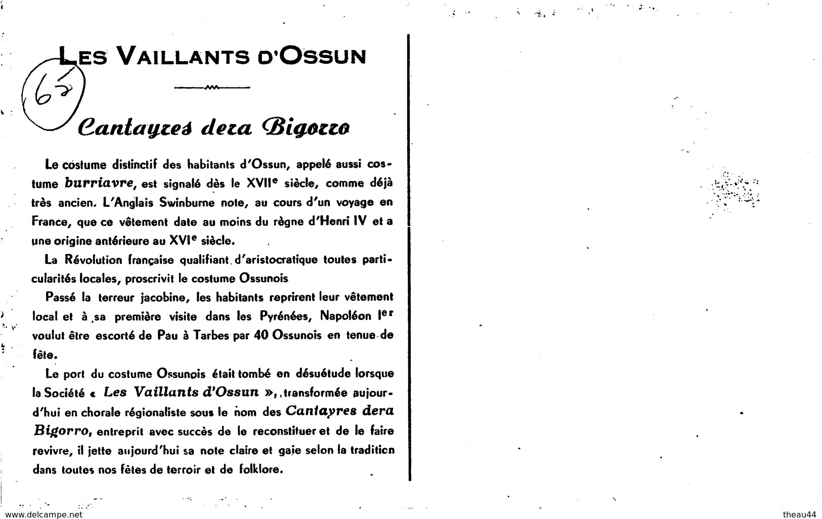 ¤¤   -  Les Vaillants D' OSSUN  -  Groupe De Chanteurs , Musiciens , Accordéon     -  ¤¤ - Ossun