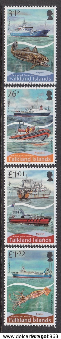 2017 Falkland Islands Fisheries Fishing Ships Complete Set Of 4 MNH @ Below FACE VALUE - Islas Malvinas