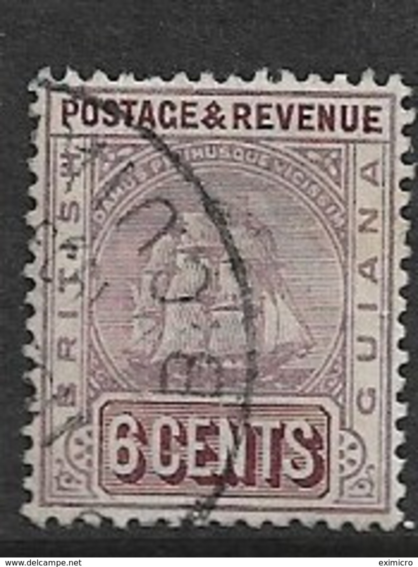 BRITISH GUIANA 1889 6c DULL PURPLE AND BROWN SG 197 WATERMARK CROWN CA FINE USED Cat £32 - Brits-Guiana (...-1966)
